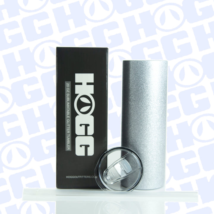 20oz Sublimation Blank Glitter Skinny Tumbler - Silver