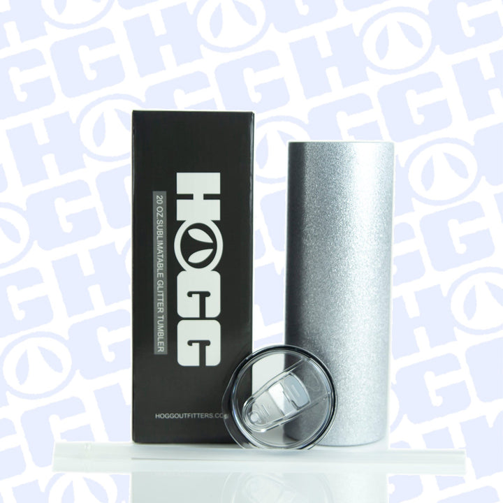 20oz Sublimation Blank Glitter Skinny Tumbler Case (24 Units) - Silver