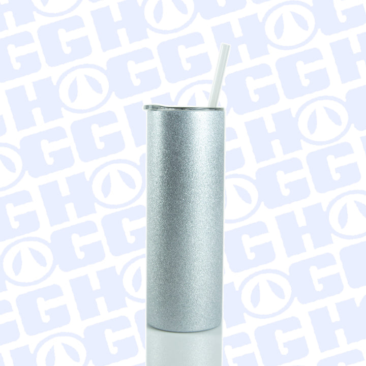 20oz Sublimation Blank Glitter Skinny Tumbler - Silver
