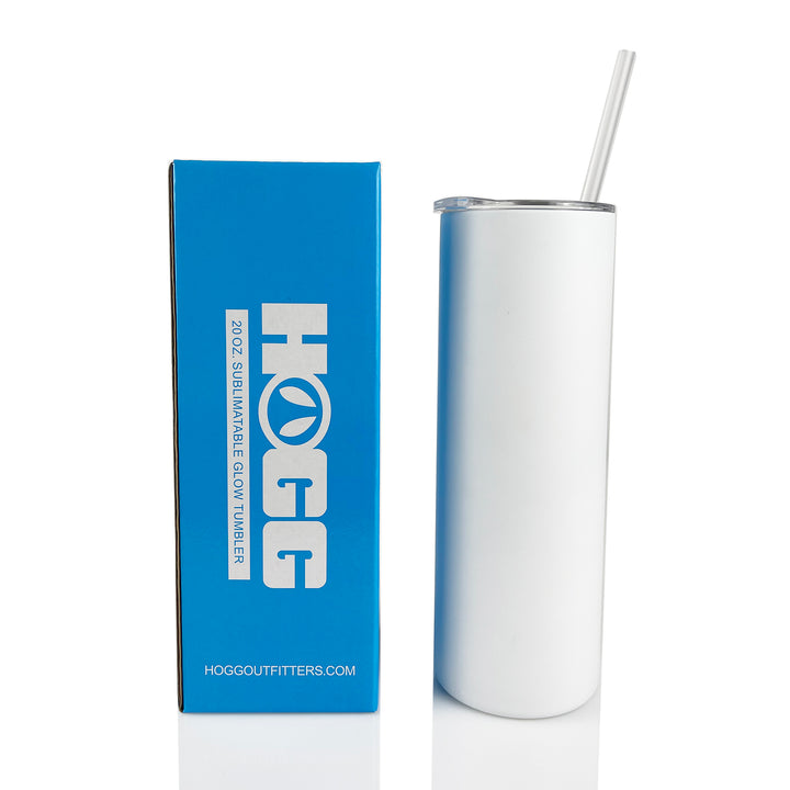 20oz Straight Sublimation Blank Glow Skinny Tumbler - Blue