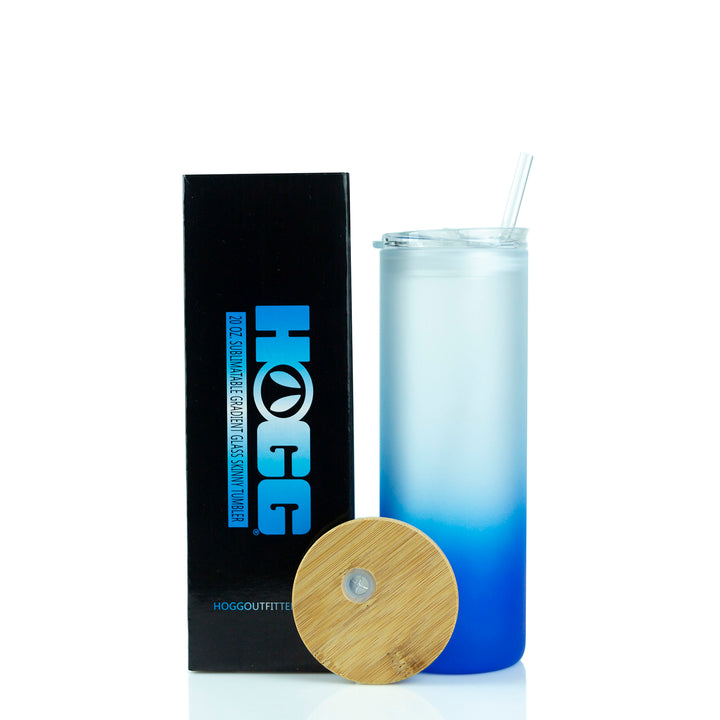 20oz Sublimation Blank Gradient Glass Duo Skinny Tumbler Case (25 Units) - Dark Blue