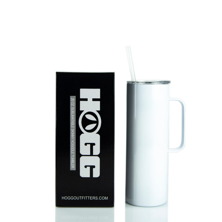 20oz Sublimation Blank Hoggdle Skinny Tumbler W/ Sliding Lid & Straw