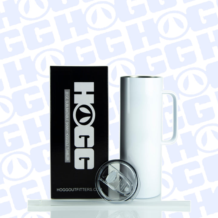 20oz Sublimation Blank Hoggdle Skinny Tumbler W/ Sliding Lid & Straw