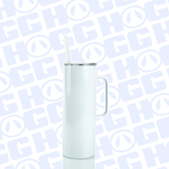 20oz Sublimation Blank Hoggdle Skinny Tumbler W/ Sliding Lid & Straw