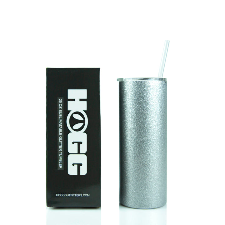 25oz Sublimatable Glitter Skinny Tumbler Case (25 Units) - Silver