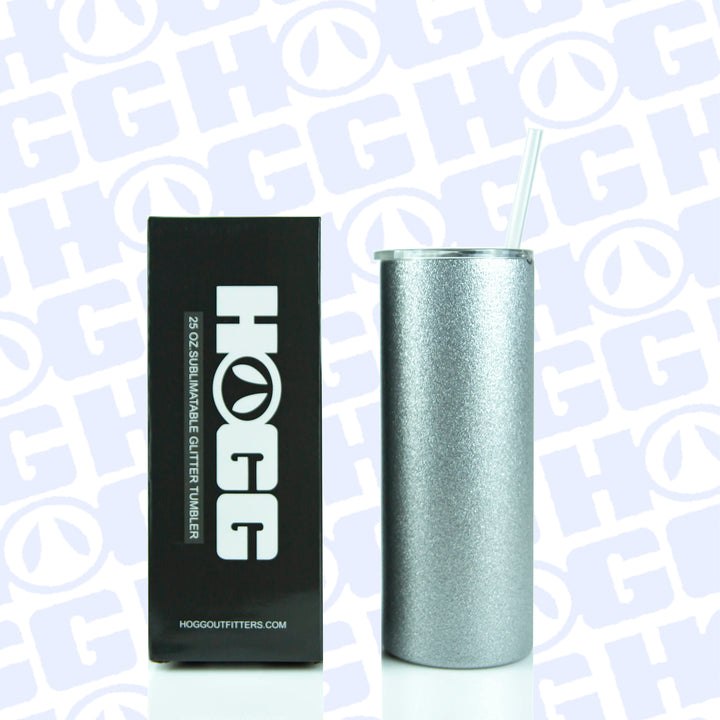 25oz Sublimatable Glitter Skinny Tumbler Case (25 Units) - Silver