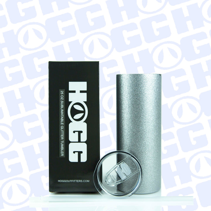 25oz Sublimatable Glitter Skinny Tumbler - Silver