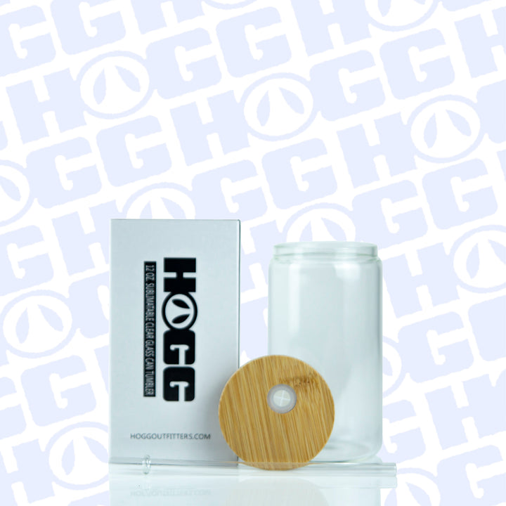 12oz Sublimation Blank Clear Glass Can Tumbler W/ Lid & Straw