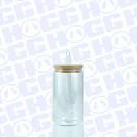 12oz Sublimation Blank Clear Glass Can Tumbler W/ Lid & Straw