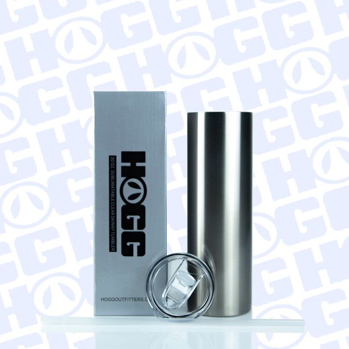 30oz Sublimatable Clear Skinny Tumbler W/ Sliding Lid & Straw