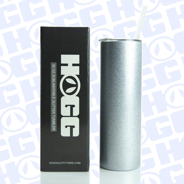 30oz Sublimatable Glitter Skinny Tumbler - Silver