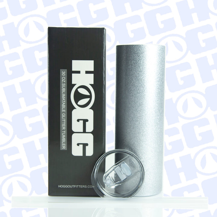 30oz Sublimatable Glitter Skinny Tumbler - Silver