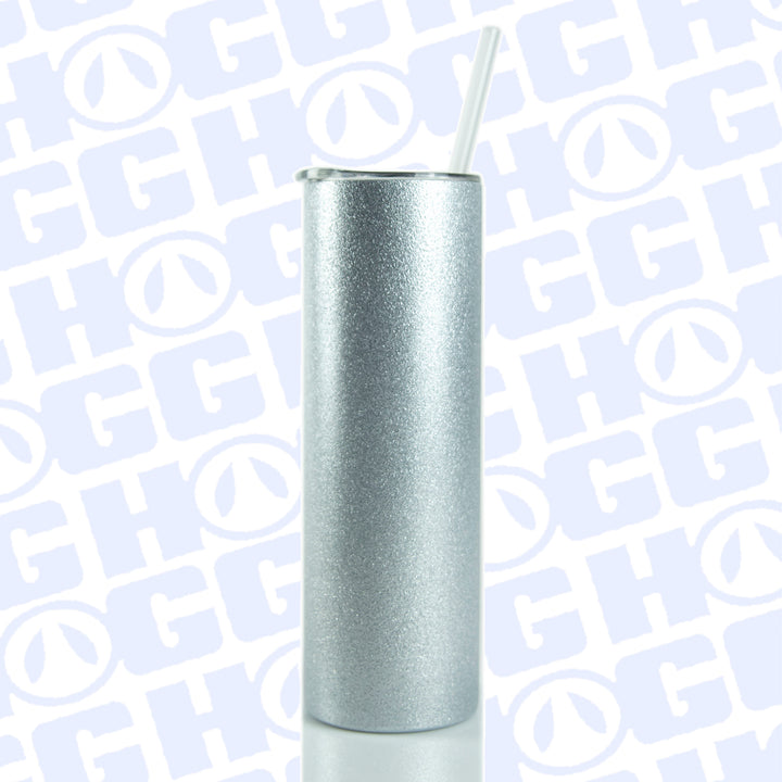 30oz Sublimatable Glitter Skinny Tumbler - Silver