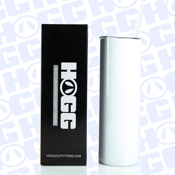 30oz Sublimatable Skinny Tumbler W/ Sliding Lid & Straw