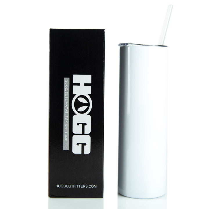30oz Sublimatable Skinny Tumbler W/ Sliding Lid & Straw