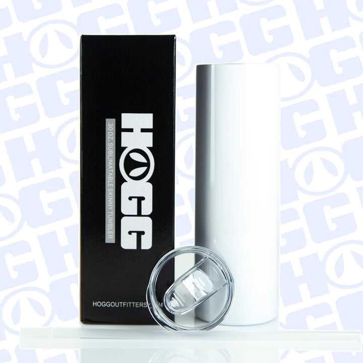 30oz Sublimatable Skinny Tumbler W/ Sliding Lid & Straw