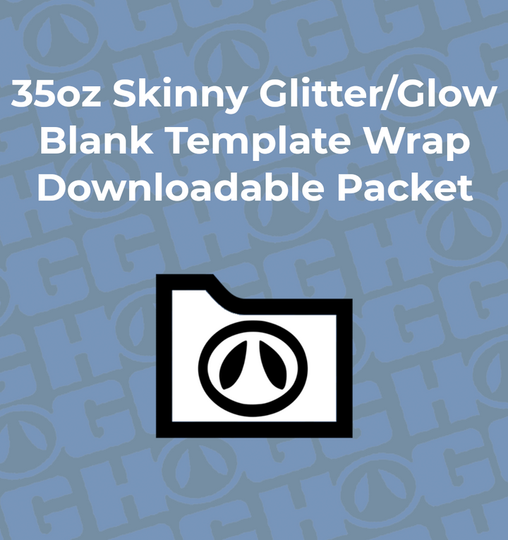 35oz Skinny Glow & Glitter Wrap Template | Flat Wrap Design