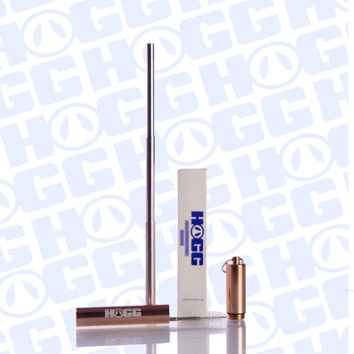 Portable, Collapsible & Reusable Stainless Steel Straw w/ Holder & Straw Cleaner - top view | drinkware straw accessory