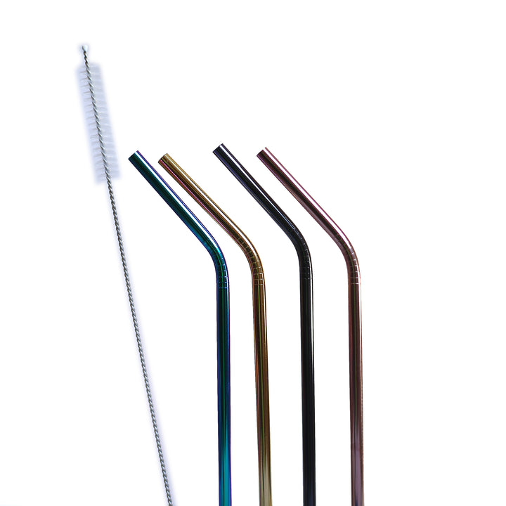 20oz or 30oz Colored Stainless Steel Straw Set (4pack + Cleaner) - front view | drinkware straw accessory