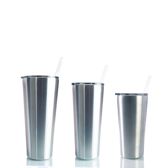 GCP Products 12 Packs Stainless Steel Skinny Tumblers With Lids