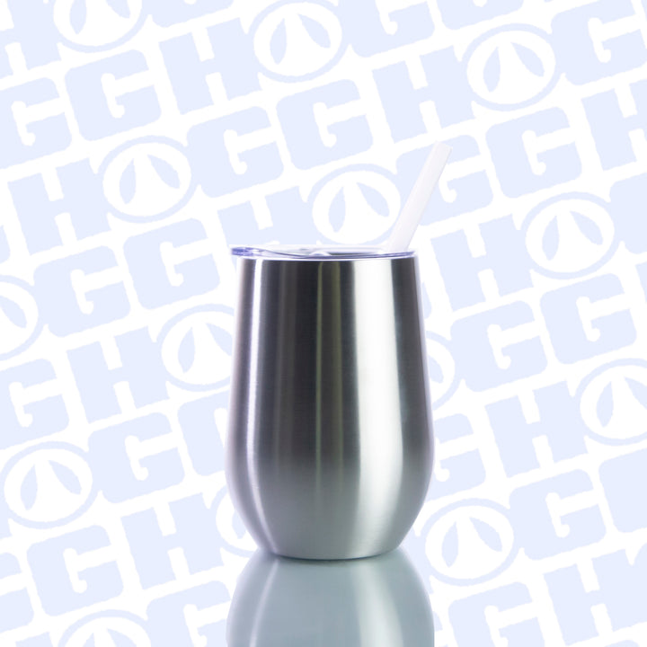 15oz Stemless Wine Glass W/ Sliding Lid and Straw