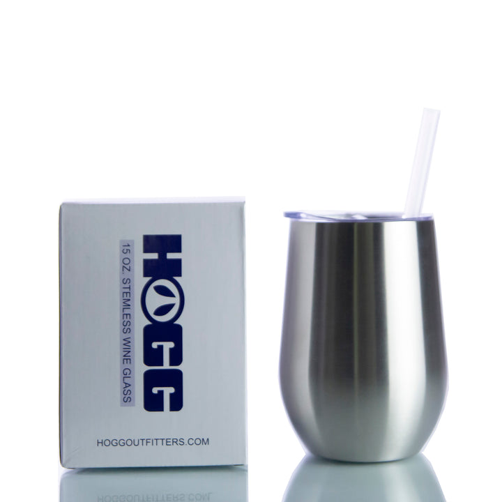 15oz Stemless Wine Glass W/ Sliding Lid and Straw — Packaging