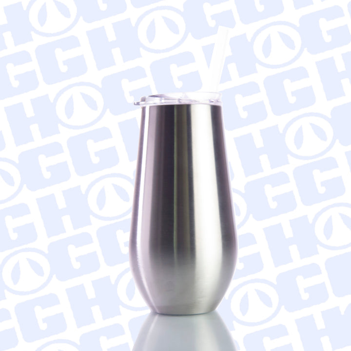17oz Stemless Wine Glass W/ Sliding Lid and Straw