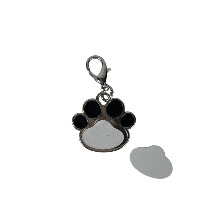 White Sublimatable Paw Print Tag - front view | sublimatable accessory blank