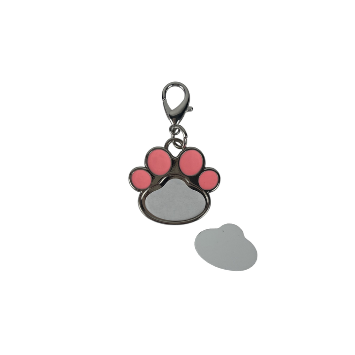 White Sublimatable Paw Print Tag - alternate angle | sublimatable accessory blank