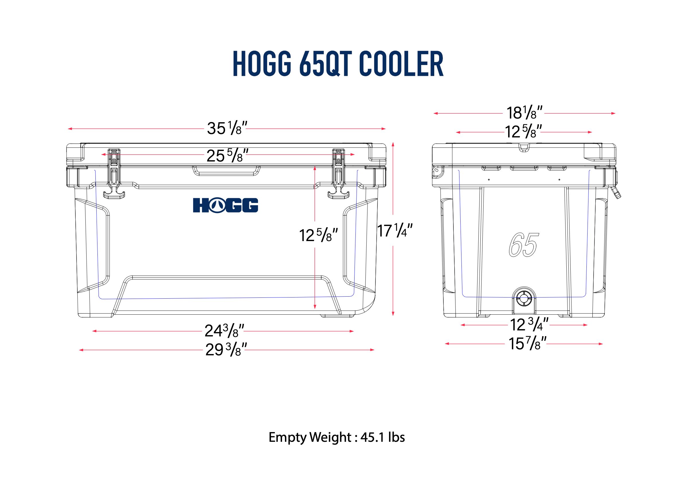 HOGG COOLERS 20qt, 35qt, 45qt, 65qt, 110qt