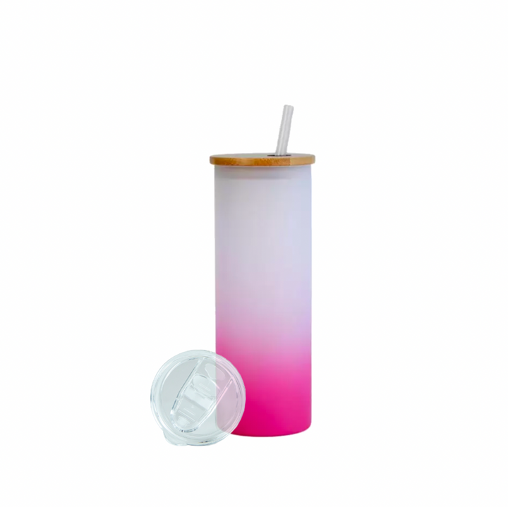 20oz Sublimation Blank Gradient Glass Duo Skinny Tumbler Case (25 Units) - Pink