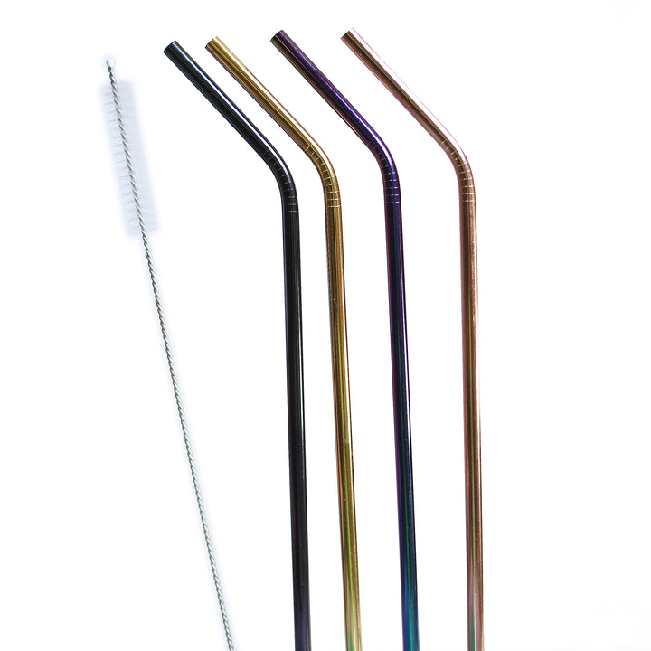 20oz or 30oz Colored Stainless Steel Straw Set (4pack + Cleaner) - drinkware straw accessory