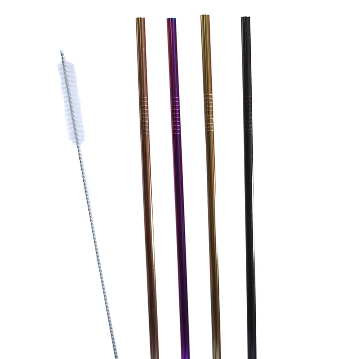 20oz or 30oz Colored Stainless Steel Straw Set (4pack + Cleaner) - detail view | drinkware straw accessory