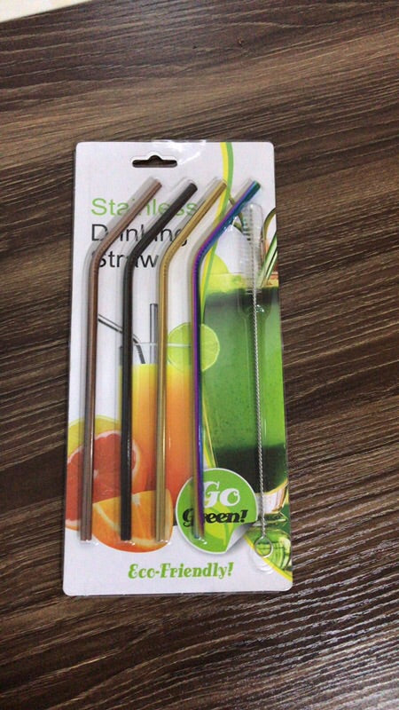 20oz or 30oz Colored Stainless Steel Straw Set (4pack + Cleaner) - top view | drinkware straw accessory