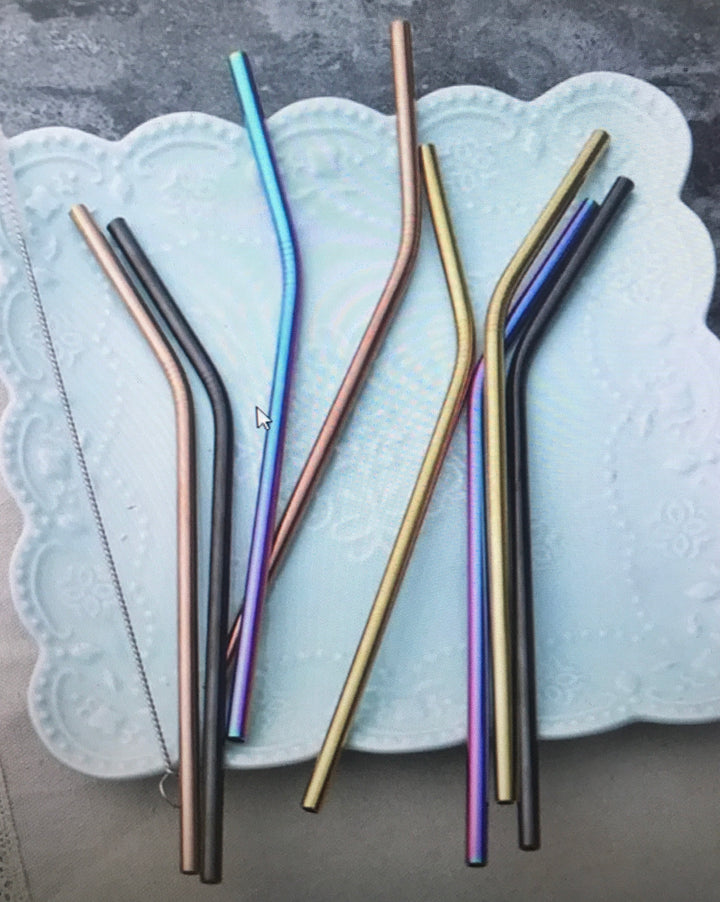 20oz or 30oz Colored Stainless Steel Straw Set (4pack + Cleaner) - color option | drinkware straw accessory
