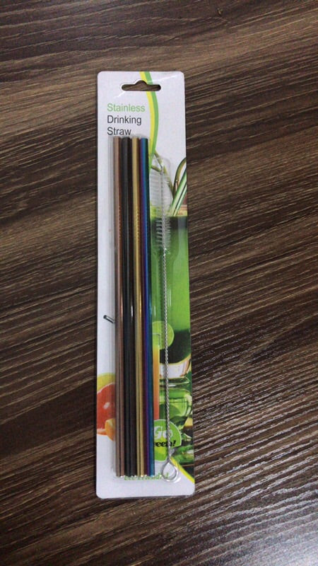 20oz or 30oz Colored Stainless Steel Straw Set (4pack + Cleaner) - side view | drinkware straw accessory