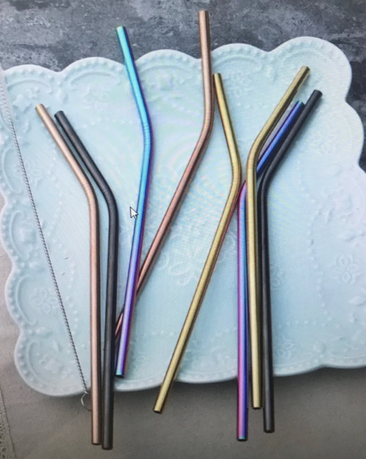 20oz or 30oz Colored Stainless Steel Straw Set (4pack + Cleaner) - close-up | drinkware straw accessory